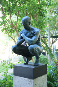 Crouching Man Bronze Blue 3